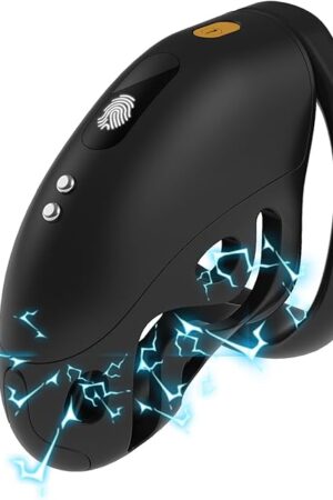 Electric Shock Chastity Device Cock Cage for Men,with 6 e-stim intensities and 3 Sized Rings,Remote Control Adult Sex Toys for Men Penis Exercise,Invisible Lock