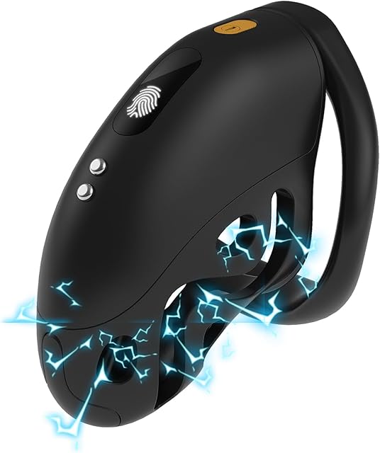 Electric Shock Chastity Device Cock Cage for Men,with 6 e-stim intensities and 3 Sized Rings,Remote Control Adult Sex Toys for Men Penis Exercise,Invisible Lock