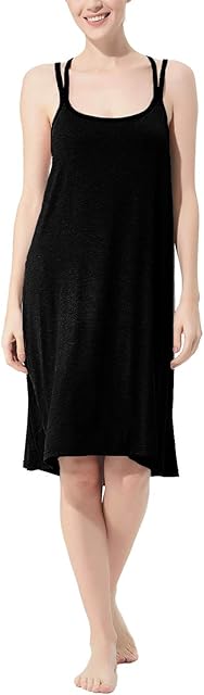 Women Sleeveless Nightgowns, Plus Size Cotton Sleepwear Sexy Chemise Sleepshirt Camisole Slip Dress Loungewear