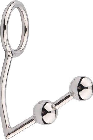 Anal Plug & Cock Penis Ring, Dual Ball Anal Hitch Cock Ring Butt Plug Metal Steel Rope Bondage Fetish Hook (Ring Diameters: 1.7 inches)