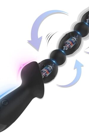 WEDOL Vibrating Anal Beads Plug, Graduated Design Silicone Anal Vibrator with 10 Vibration Modes,3 Reinforced Motors, Rechargeable Waterproof G-spot Anal Sex Toy for Men, Women and Couples
