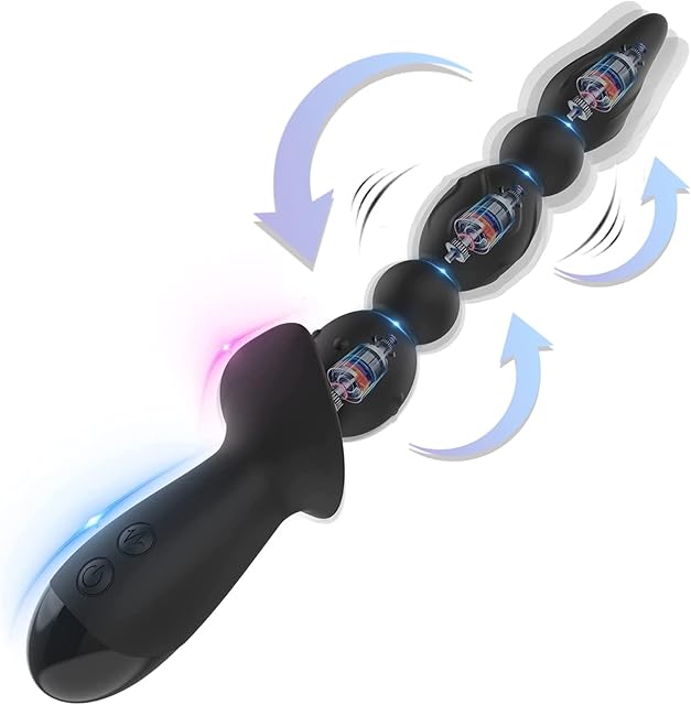 WEDOL Vibrating Anal Beads Plug, Graduated Design Silicone Anal Vibrator with 10 Vibration Modes,3 Reinforced Motors, Rechargeable Waterproof G-spot Anal Sex Toy for Men, Women and Couples