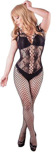 Kix`ies Fishnet Body Stockings 4001-R Thigh High Stockings with No-Slip Grip Stay Ups Thigh Bands