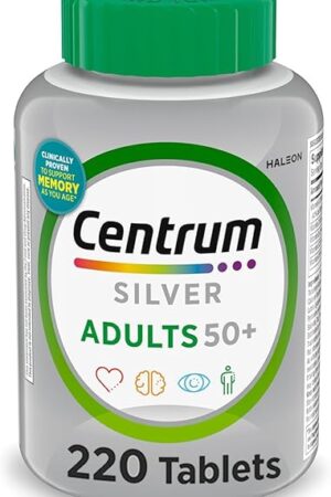 Centrum Silver Multivitamin for Adults 50 Plus, Multivitamin/Multimineral Supplement, Vitamin D3, B Vitamins, Gluten Free, Non-GMO Ingredients, Supports Memory and Cognition in Older Adults - 220 Ct