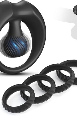 Vibrating Cock Ring with Clitoral Stimulator  9 Vibration Mode Silicone Penis Ring Vibrator for Couples Enhance Pleasure, Long-Lasting Erection Enhancer, Adult Sex Toys for Men & Women