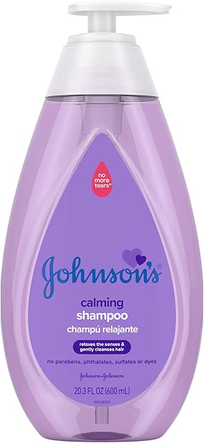 Johnson's Baby Calming Shampoo with Soothing NaturalCalm Scent, No More Tears Baby Hair Shampoo, Free of Parabens, Sulfates & Dyes, Baby Bath Essential, Hypoallergenic, 203 fl oz