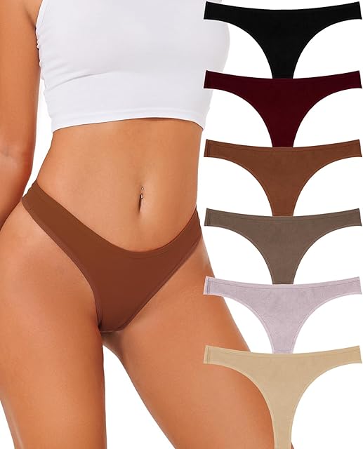 Cotton Thongs for Women, No Show Underwear for Women Pack, Sexy Low Rise Ladies Panties
