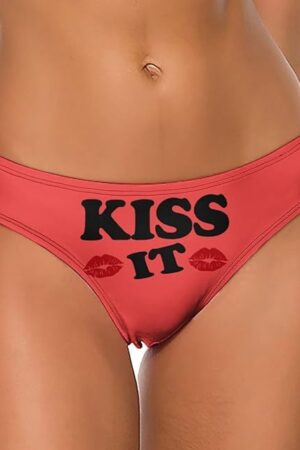 Kiss It Women's T-back Low Rise Sexy Underwear Panties Briefs Funny Gifts for Wife
