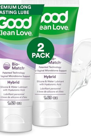 Good Clean Love Hybrid Silicone & Water Based Lube, Premium Long Lasting Personal Lubricant with Hyaluronic Acid, Safe for Adult Toys & Condoms, Intimate Wellness Gel for Men & Women, 169 Oz (2-Pack)