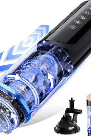 Automatic Male Masturbator Sex Toy Cup with 18 Thrusting Rotating Mode, Electric Penis Pump with One-Click Pause for Endurance Training, UNINHIBIBY Hands Free Male Adult Sex Toy for Men Masturbation