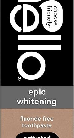 hello Epic Whitening Charcoal Fluoride Free Toothpaste, Activated Charcoal Toothpaste with Coconut Oil, Whitens Teeth Naturally, SLS Free, Fresh Mint, 40 Oz Tube