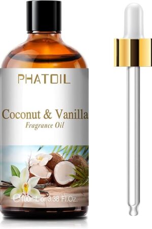 338FLOZ Coconut & Vanilla Fragrance Oils for Aromatherapy, Essential Oils for Diffusers for Home, Perfect for Diffuser, Yoga, DIY Candle and Soap Making - 100ml