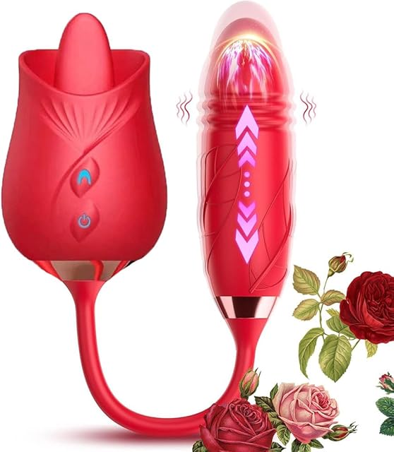 2024 Rose Viboator Stimulator Licking Sucking 10 Speed Adult Tools for Women Quiet Birthday Gift Fast Charge Waterproof Waterproof, Dual Motor-YG060