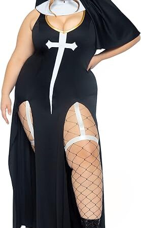 Women's 3 Pc Sultry Sinner Costume With Dress, Collar, Head Piece
