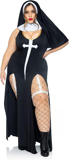 Women's 3 Pc Sultry Sinner Costume With Dress, Collar, Head Piece
