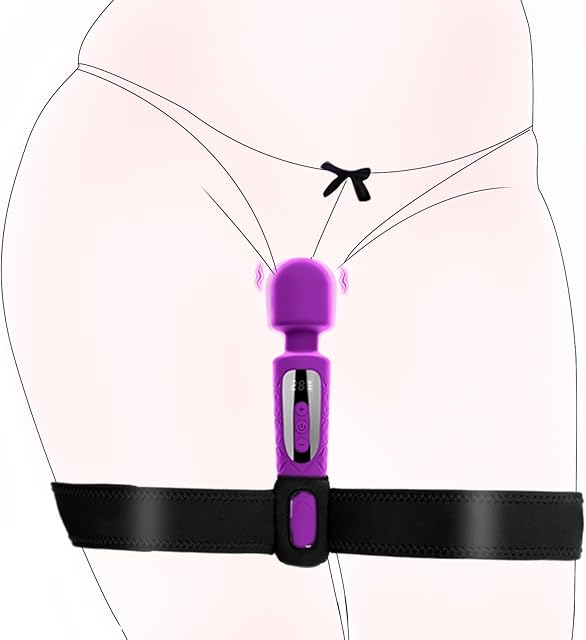 Women's Adjustable Vibrating Leg Straps, Hands-Free Play for G-Spot Stimulator with 30 Vibration Modes, Waterproof Rechargeable Vibrator, Elastic Bondage Restraint Straps for Couples Play (Black)