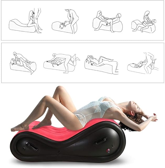 FST Inflatable Sex Sofa with Detachable Bondage Restraint Cuff Kits Sex Cushion for Couple BDSM Deeper Positions Sex Furniture for Bedroom