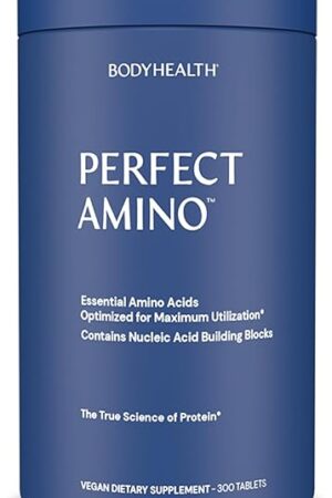 BodyHealth PerfectAmino (300 Tablets) Essential Amino Acid Supplement with BCAA and EAA, Muscle Recovery, Boost Energy & Stamina, 99% Utilization, Vegan Branched Chain Protein Pre/Post Workout