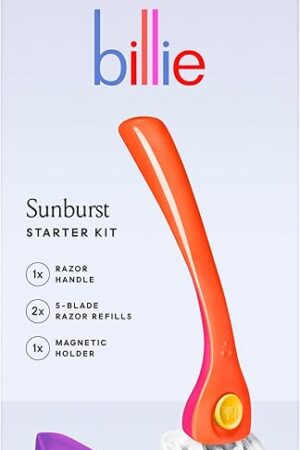 Billie Razors for Women Shave Kit ? Women?s Razor + 2 x 5-Blade Razor Refills + Magnetic Holder ? Sunburst