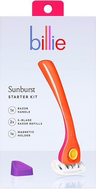 Billie Razors for Women Shave Kit ? Women?s Razor + 2 x 5-Blade Razor Refills + Magnetic Holder ? Sunburst