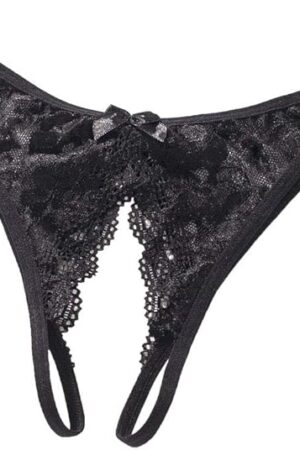 Women Sexy Lingerie Underwear Opencrotch Panties Silky Knickers Brief for Girlfriend Wife Black