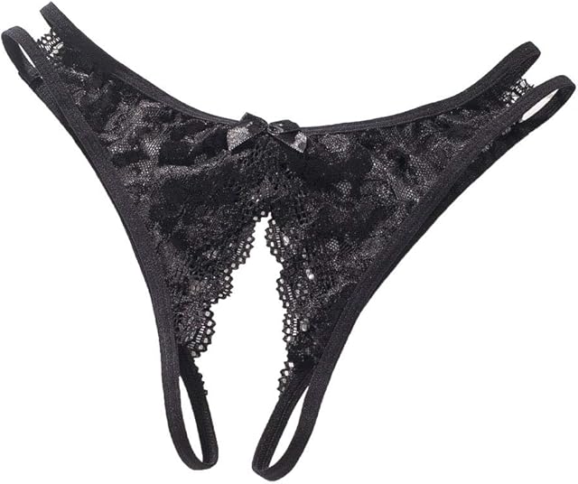 Women Sexy Lingerie Underwear Opencrotch Panties Silky Knickers Brief for Girlfriend Wife Black