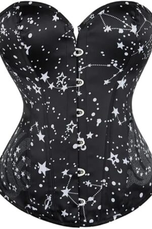 Fashion Overbust Corsets Bustiers Simple Elegant Star Moon Print Sexy Women Gothic Gorsets Plus Size Corselet