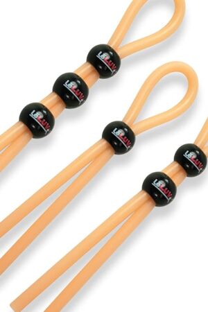 LeLuv Lasso Stretchy Silicone Bundle with One, Two and Three Bead Cock Rings Multiple Positions Clitoral, Perenium Stimulation Stay Harder - GID Orange tubing