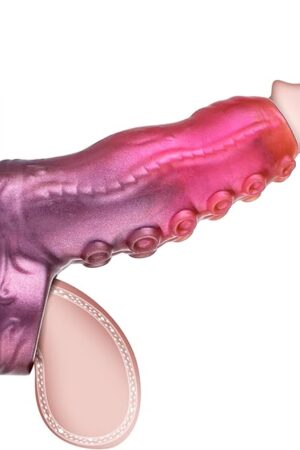 Fantasy Penis Sleeve, 5.5in Reusable Silicone Girth Enhancer Sleeve with Cock Ring & Knot Design | Male Sex Toy for Couples, Penis Extender, Masturbation Sleeve