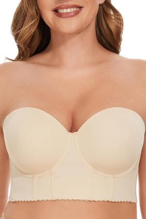 Women Longline Strapless Bra Full Figure Corset Bra Hide Back Fat