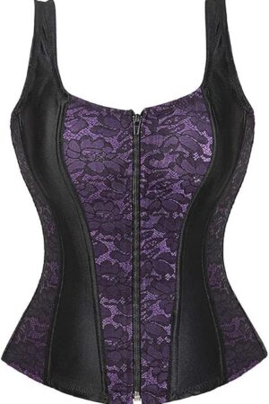 Women Sexy Strap Lace-Up Corsets and Bustiers Top Overbust Shaper,Plastic Boning Bustier Corset Vest Top.