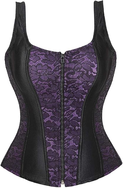 Women Sexy Strap Lace-Up Corsets and Bustiers Top Overbust Shaper,Plastic Boning Bustier Corset Vest Top.