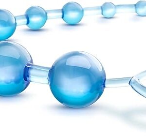 Basic Beads - 12 Inch Non Porous Body Safe Anal Beads - Graduated Anal Chain Beads Up to 1" Maximum Width - Beginners Anal Play Toys for Men Women Couples - Clear Blue