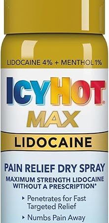 Icy Hot Max Strength Pain Relief Spray with Lidocaine Plus Menthol, 4 Ounces