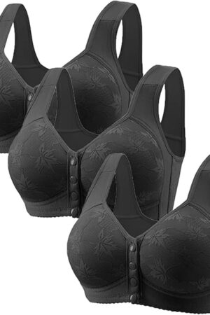 3PC Women's Sexy Push Up Front Buckle Daily Bras Thin Solid Tube Top Vest Underwear Soft Wireless Lace Bralette