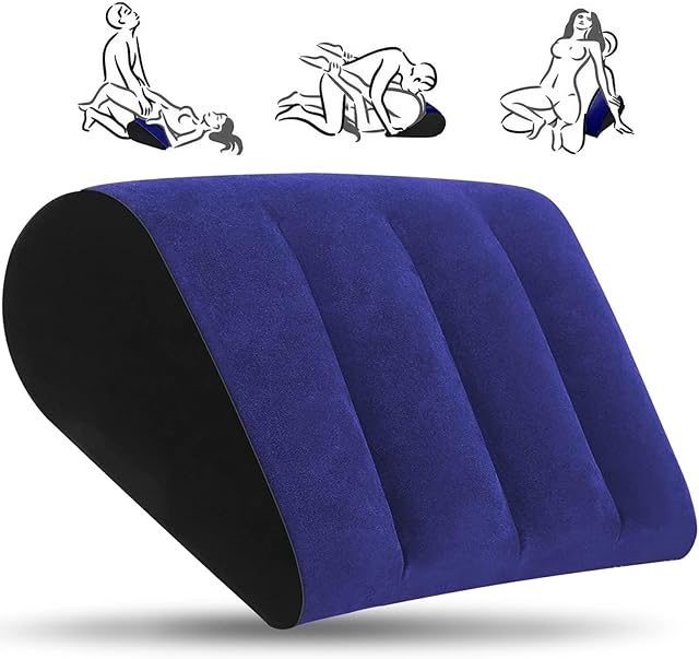 Inflatable Sex Position Pillow-Sex Pillow Ideal for Enhancing Intimacy Cushion-Lumbar Support Cushion Leg Pillow Triangle Bed Pillow Sex Toys for Women and Couples (Blue)