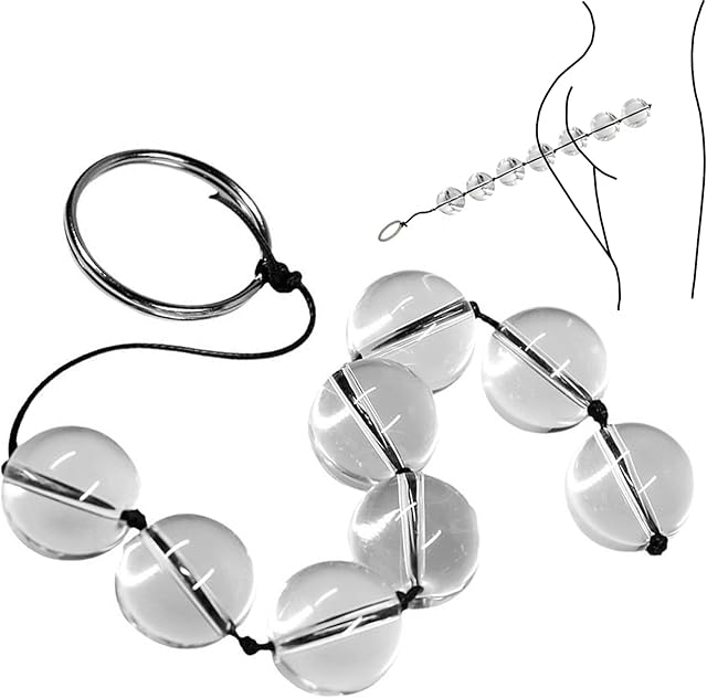 Glass Anal Beads BDSM Butt Plug 16mm Clear Pleasure Balls Huge Exquisite Ball Sexual Buzz Buttplug Device Huge Kink Erotic Play Sex Toy Comfort Smooth Safe Large Exquisite Bead Design for Couples