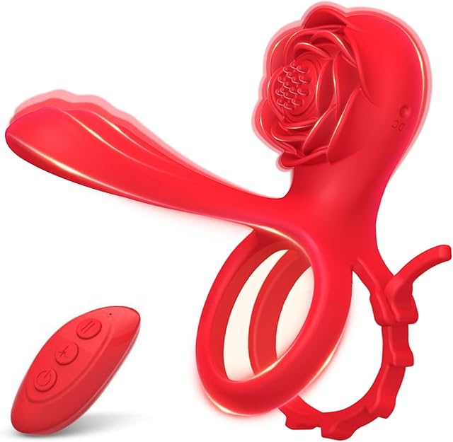 Dual Pleasure Cock Ring Vibrator for Couples - UTIMI G-spot Vibrator Cockring with 10 Modes Adjustable Ring for Clit Stimulation & Stronger Erections