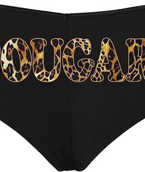 Cute Animal Print Cougar MILF GILF Black Boyshort Panties Sexy Underwear