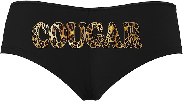 Cute Animal Print Cougar MILF GILF Black Boyshort Panties Sexy Underwear