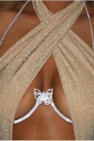 Women Sexy Rhinestone Chest Bracket Crystal Bra Chain Body Jewelry Bikini Breast Body Chain