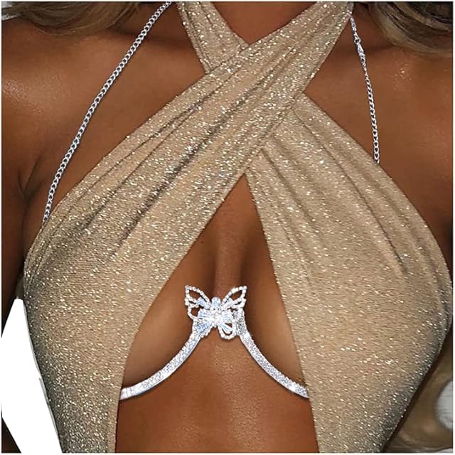 Women Sexy Rhinestone Chest Bracket Crystal Bra Chain Body Jewelry Bikini Breast Body Chain
