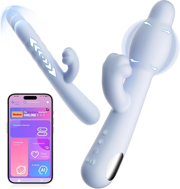 G Spot Vibrator Sex Toys for Women, Thrusting Dildo App Control Vibrator Massager for Female Clitoral Anal Stimulation, 3in1 Sex Toy with 2 Inflating & 7 Vibrating & Thrusting, Adult Sex Toys & Games