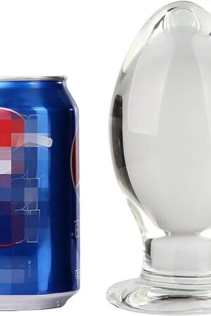 Huge Head Glass Butt Plug, Clear, Extra Large (5.5 inches)