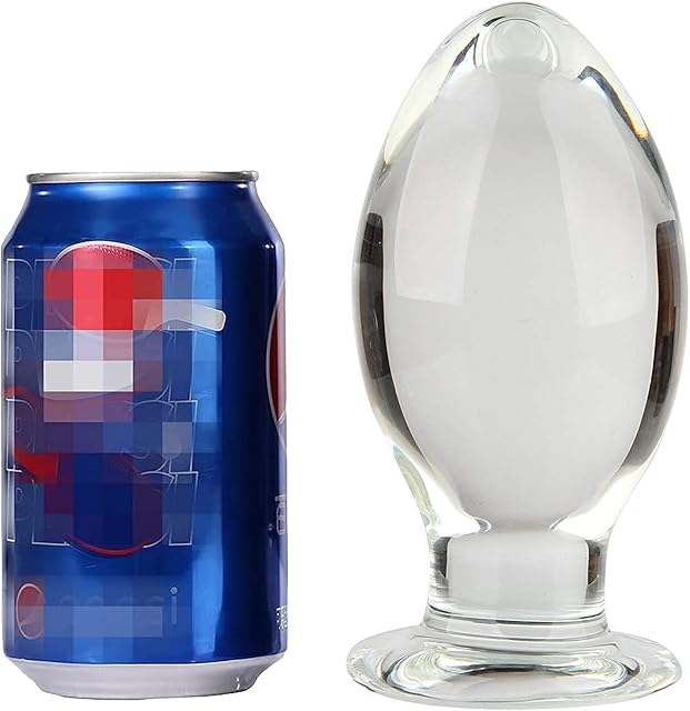 Huge Head Glass Butt Plug, Clear, Extra Large (5.5 inches)