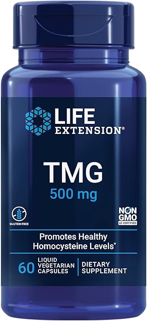 Life Extension TMG 500 mg ? Trimethylglycine Supplement ? Encourages Healthy Homocysteine Levels ? Gluten-free ? Non-gmo ? Vegetarian ? 60 Liquid Vegetarian Capsules
