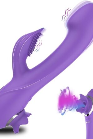 Clitoral Sucking G-spot Rabbit Vibrator - 3 in 1 Realistic Dildo Nipple Clitoris Vagina Stimulator with 10 Vibration & 5 Suction Modes, Massager Adult Sex Toy for Women and Couples(Purple)