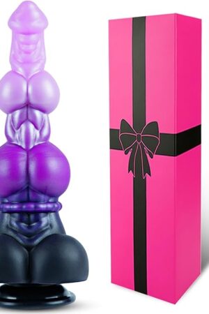 24" Diameter Silicone Fantasy Monster Knotted Dildo with Suction Cup, 10 Inch Huge Large Thick Dragon Horse Dog Knot Dildo G-spot Penis, 8" Realistic Pink Purple Animal Anal Dildos Sex Toy for Women