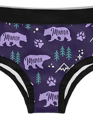 Womens Mama Bear Panties Cute Sexy Print Wild Animal Underwear for Mom