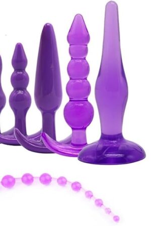 8pcs Anal Trainer Beginner Kit Set Silicone Anal Plug Butt Plug Dildo Beads Sex Toys for Beginners Advanced Users with Flared Base Prostate Sex Toys